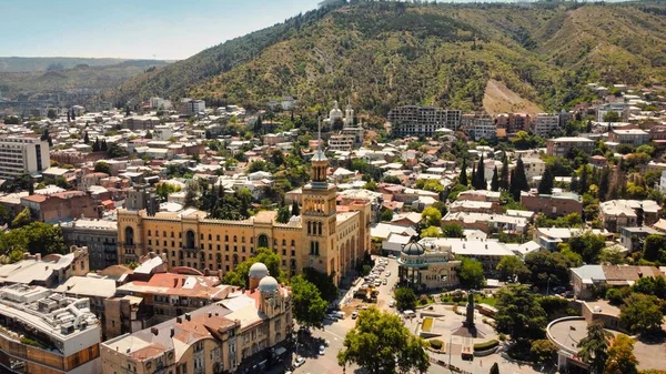 Aerial Drone View Tbilisi Georgia Old Building Residential Ones Lot — Stock Photo, Image