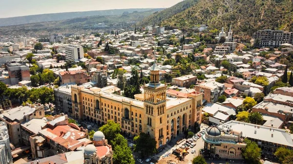 Aerial Drone View Tbilisi Georgia Old Building Residential Ones Lot — Stock Photo, Image