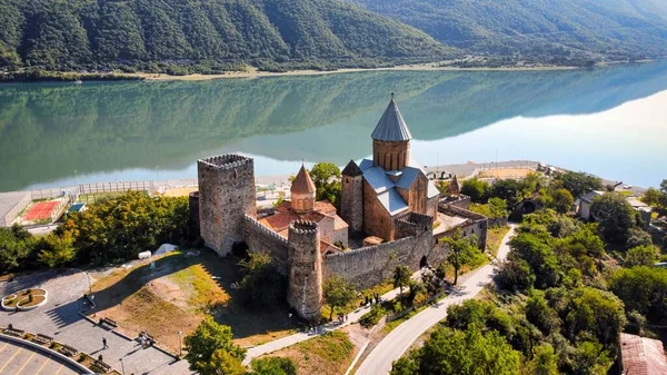 Georgia Daki Ananuri Kalesi Nin Hava Aracı Görüntüsü Aragvi Nehri — Stok fotoğraf