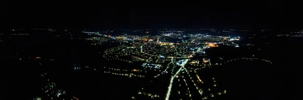 Moldova Daki Bir Kasabanın Gece Hava Aracı Görüntüsü Gece Lambaları — Stok fotoğraf