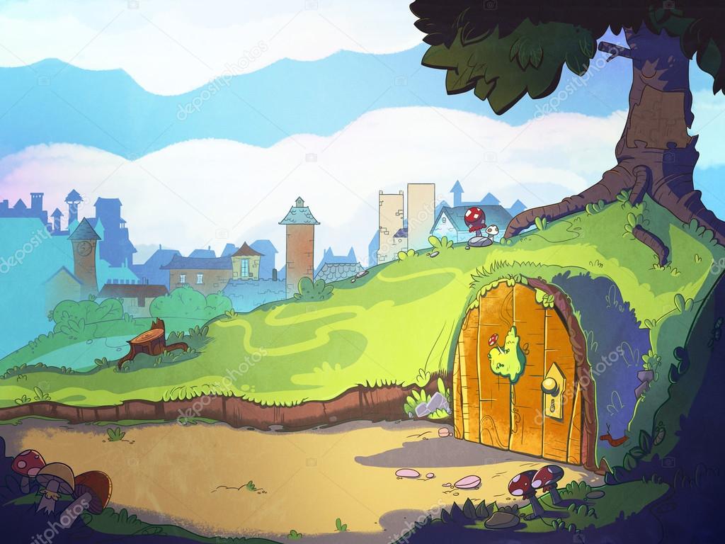 Rabbit's home hole under the tree. — Stock Photo © frimufilms 78821622