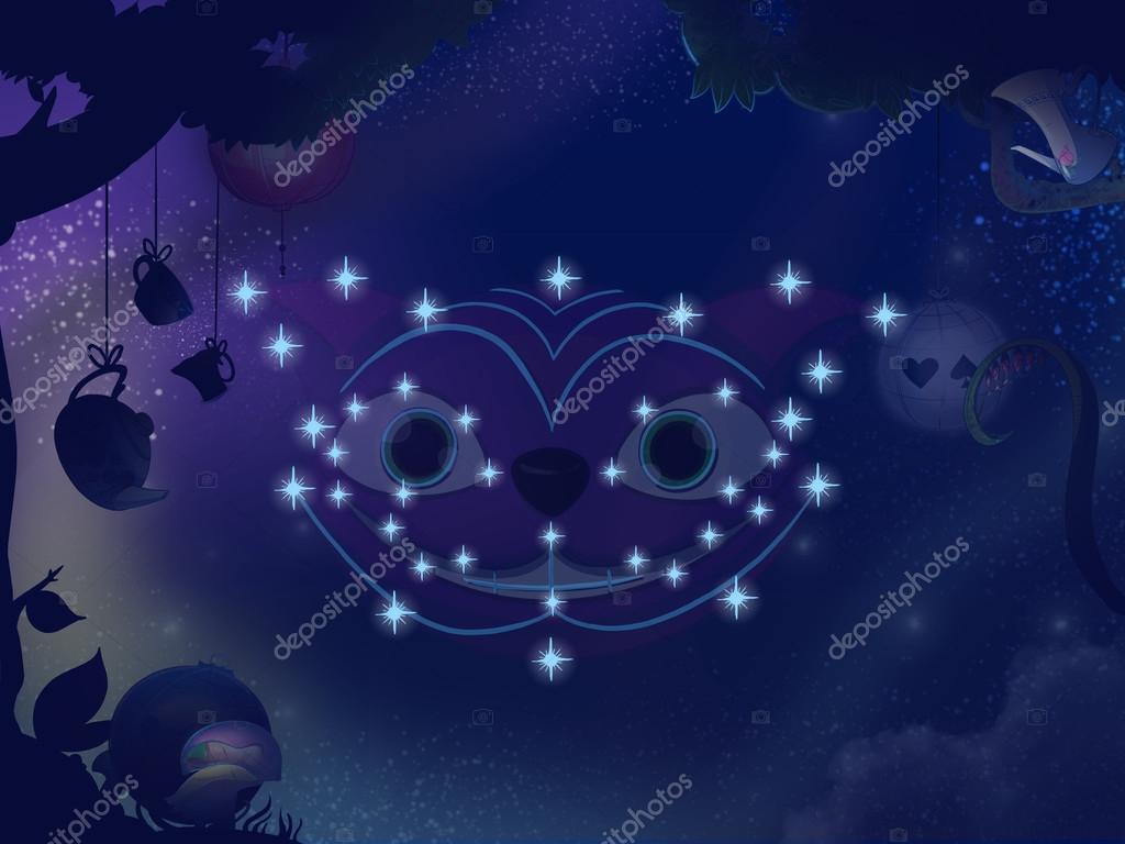 Ilustración de libros infantiles. Constelación de gatos de Cheshire . —  Foto de stock #93560116 © frimufilms, image size:1024x768