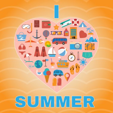 Vacation flat colorful icon set.