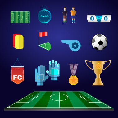 Soccer Football Game Items Flat Design 