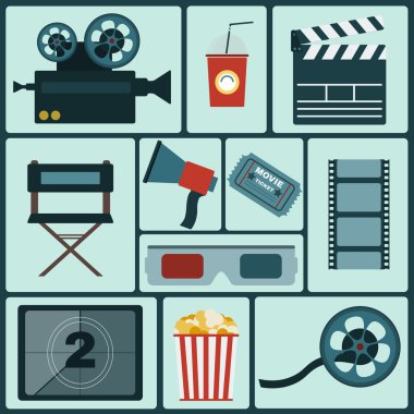Cinema colorful icon set