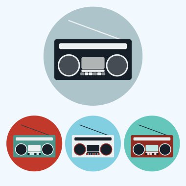 Old Vintage Boombox vector icon set