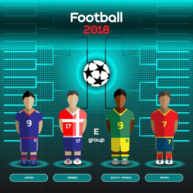 World Cup Team Scoreboard. Japan, Serbia, South Africa, Spain.