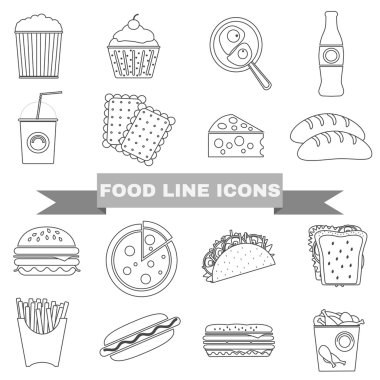 Fast Food and Snacks Big Icons Set
