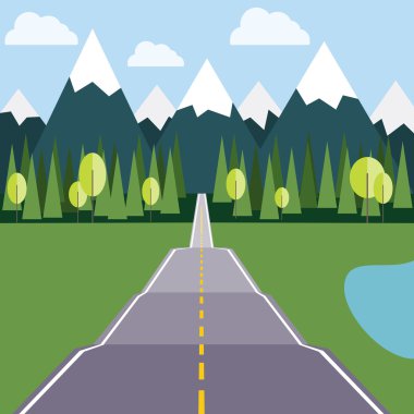 Road to Mountains flat illustration