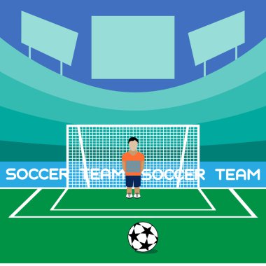 Goalkeeper in Flat Style Standing in a Goal
