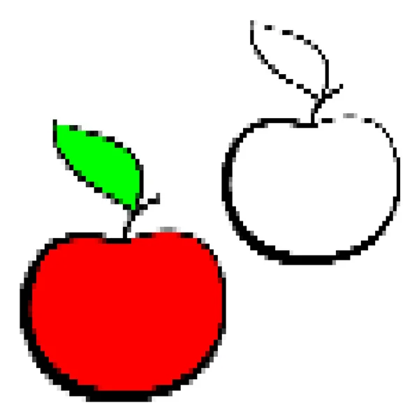 Apel merah, hitam dan putih - Stok Vektor
