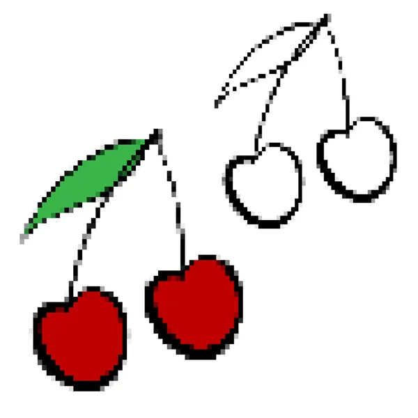 Pixelated Style Cherry Illustration — Διανυσματικό Αρχείο