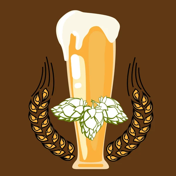 Glas leichtes Bier — Stockvektor