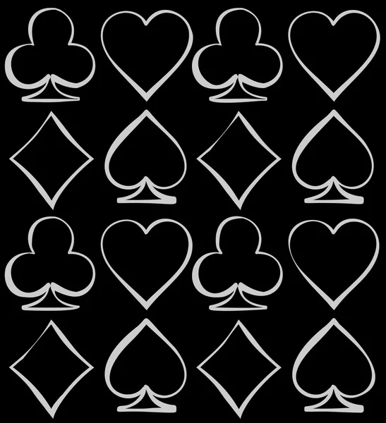 Four card suits. Cards deck pattern. — 图库矢量图片