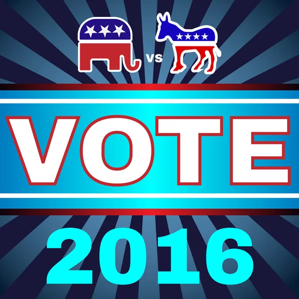 Élection aux États-Unis 2016 Bannière éléphant contre âne — Image vectorielle