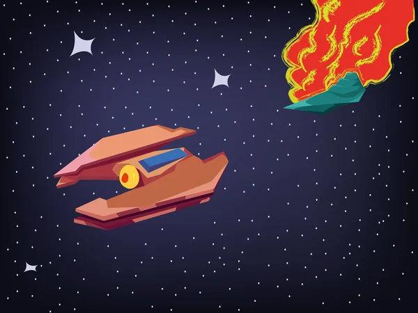 Spaceship Explosion in Cosmos — стоковий вектор