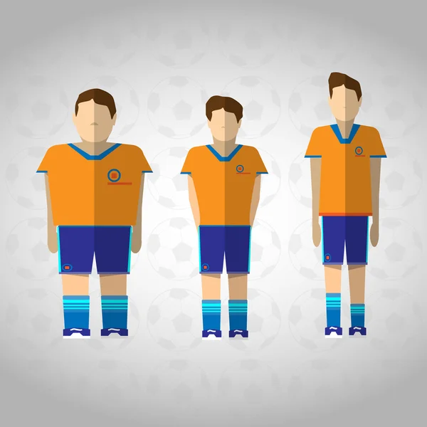 Football Players in Orange Sportswear — 스톡 벡터