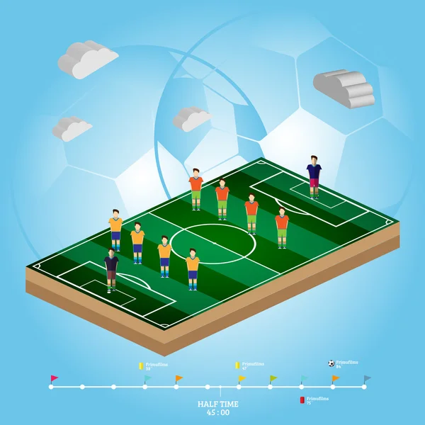 Fútbol Fútbol Playfield Vista lateral — Vector de stock