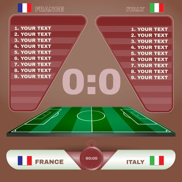 Soccer Match Scoreboard on a Playfield — Stock vektor