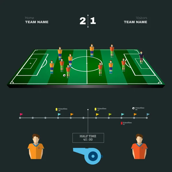 Soccer Football Playfield Side View — Stock vektor