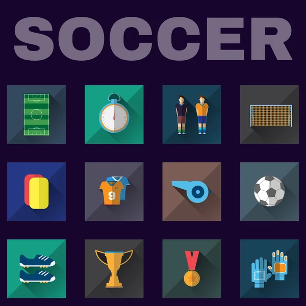 Juego de fútbol Iconos de diseño plano — Archivo Imágenes Vectoriales