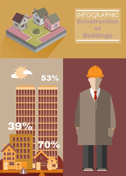 Building Construction Infographics — ストックベクタ