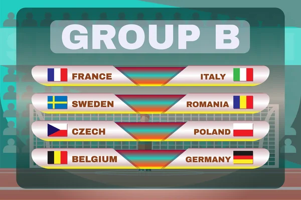 Group B Soccer Scoreboard — 스톡 벡터