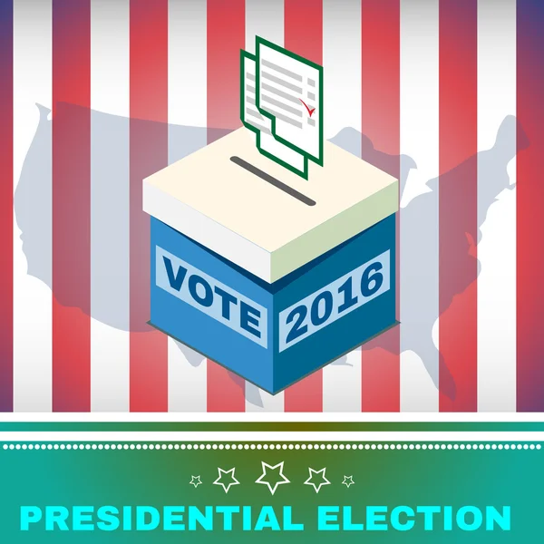 Boîte de vote et bulletin de vote USA Election 2016 — Image vectorielle