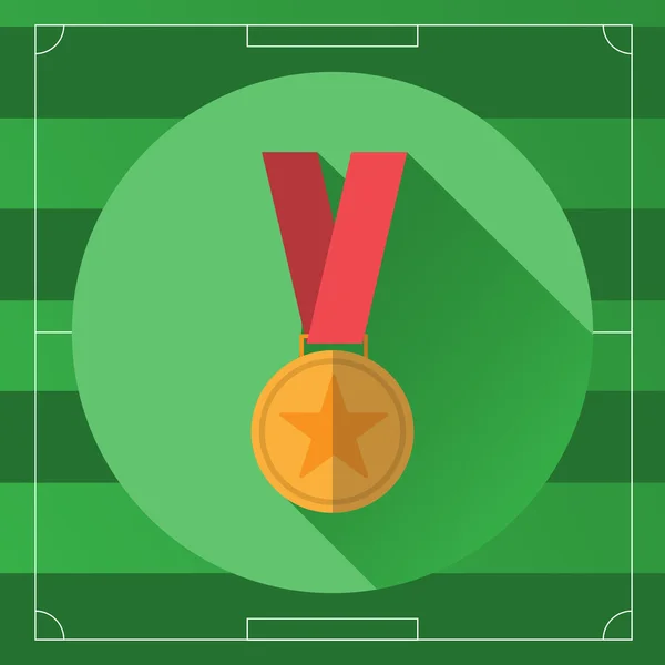 Golden Medal in Red Ribbon colorful icon — Wektor stockowy