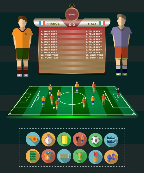 Estatísticas do jogo de futebol —  Vetores de Stock