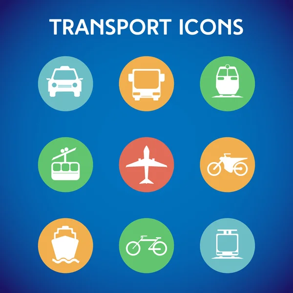 Conjunto de iconos coloridos grandes del transporte — Archivo Imágenes Vectoriales