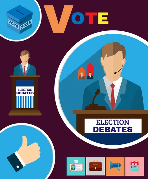 Political Election Debates 2016 Banner — Stock Vector