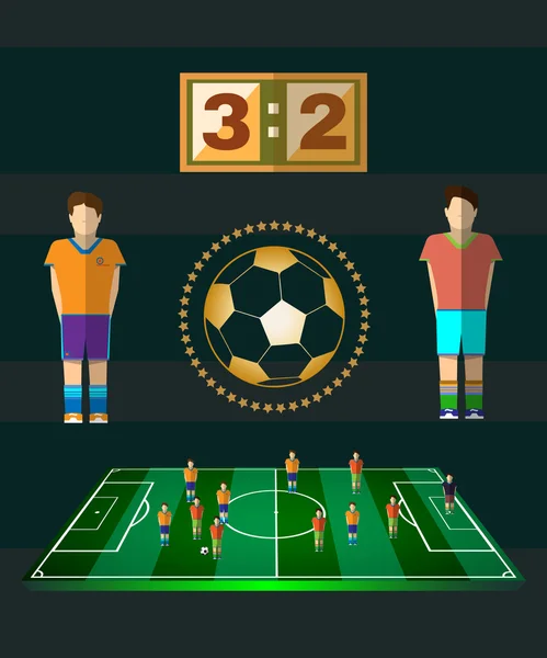 Soccer Match Scoreboard and Players — 스톡 벡터