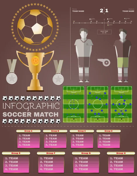 Statistiques et stratégies des matchs de football — Image vectorielle