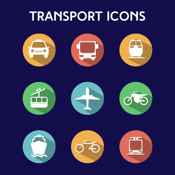 Transportation Big Colorful Icon Set — Stock Vector