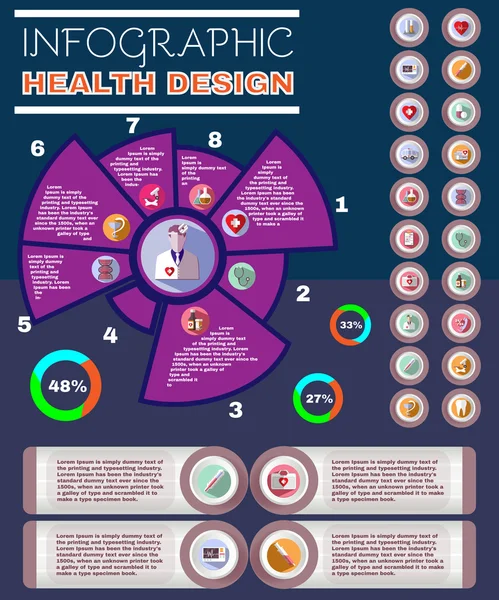 Panfleto Infográfico do Vetor de Cuidados de Saúde — Vetor de Stock