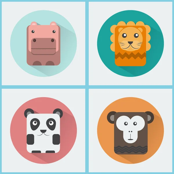 Wild Animals Icons Set — Stock Vector