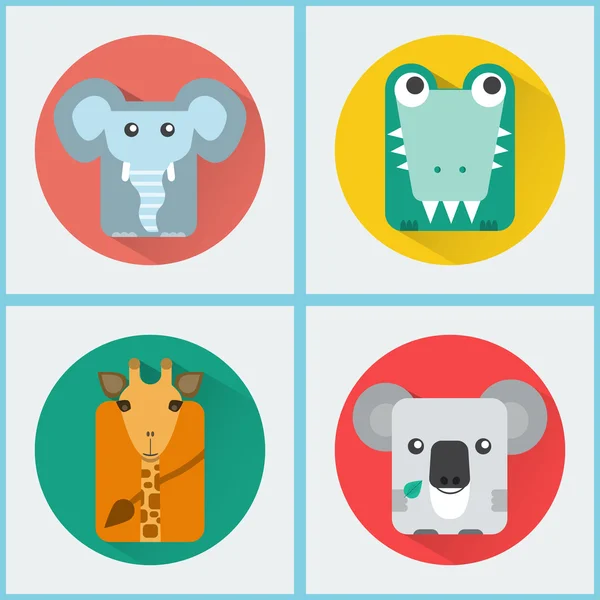 Wild Animals Icons Set — Stock Vector