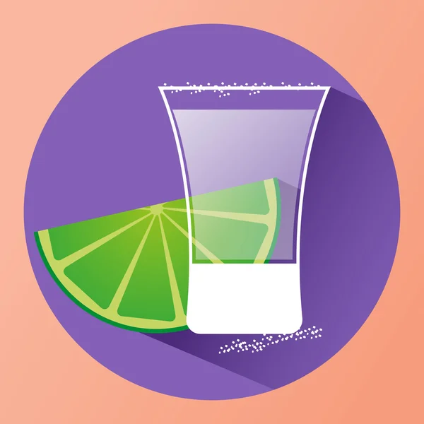 Sake verre witth tranche de citron vert — Image vectorielle