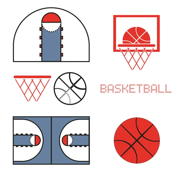 Basketball Game Objects Icons — Stock Vector