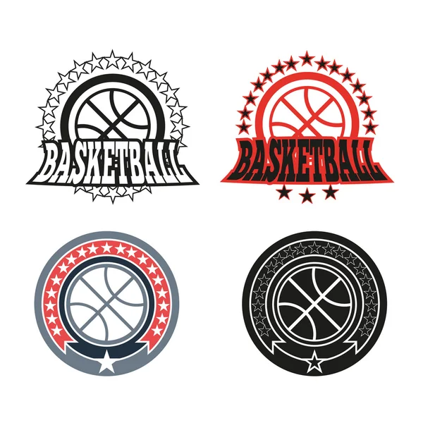 Basketball Badge with Stars — Stok Vektör