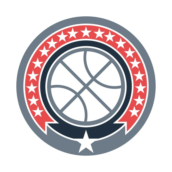 Basketball Badge with Stars — Stok Vektör