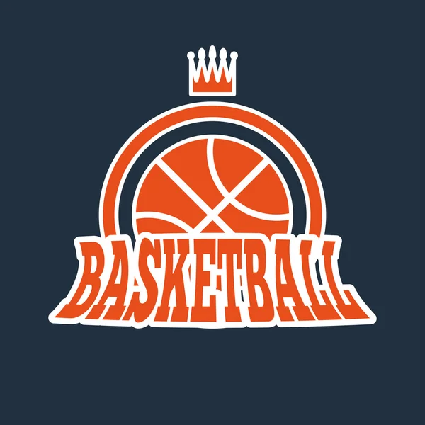 Emblema de basquete com estrelas e coroa — Vetor de Stock
