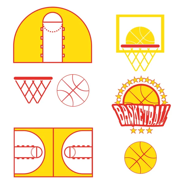 Basketball-Spiel Objekte Symbole — Stockvektor