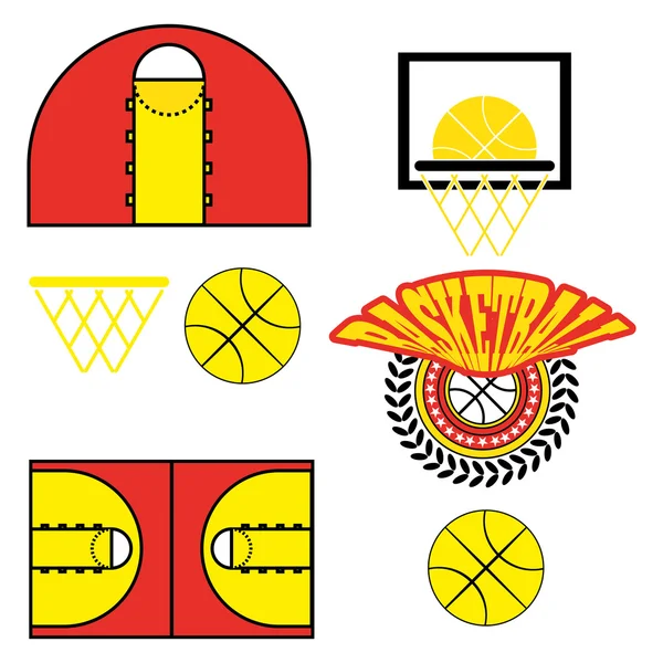 Basketball Game Objects Icons — Stok Vektör