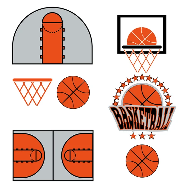 Basketball-Spiel Objekte Symbole — Stockvektor