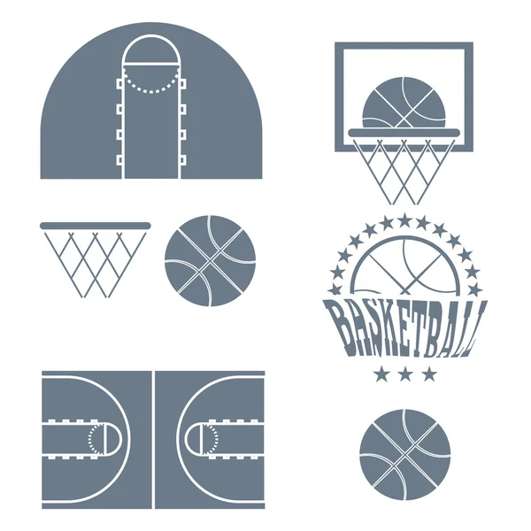 Objetos del Juego de Baloncesto Iconos — Vector de stock