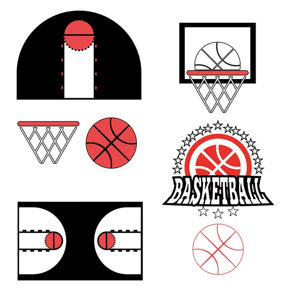 Basketball-Spiel Objekte Symbole — Stockvektor