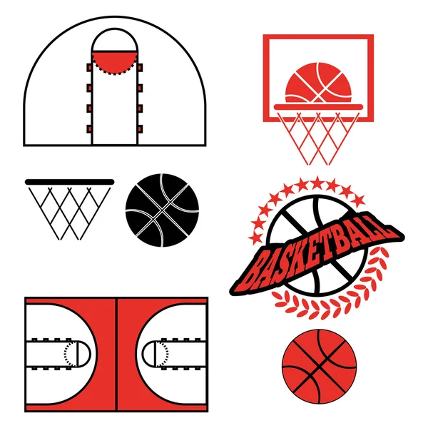 Basketball Game Objects Icons — Stock vektor