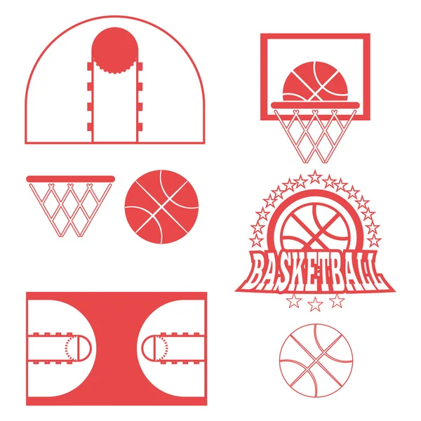 Basketball-Spiel Objekte Symbole — Stockvektor